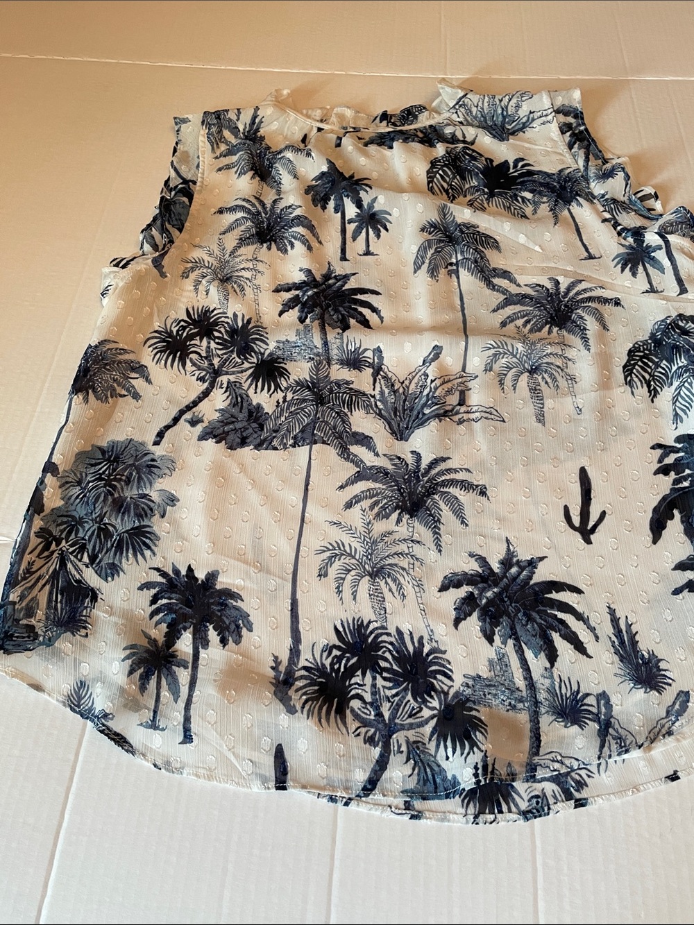 RACHEL Rachel Roy Ivory Blouse with Navy Palm Print - Picture 10 of 12